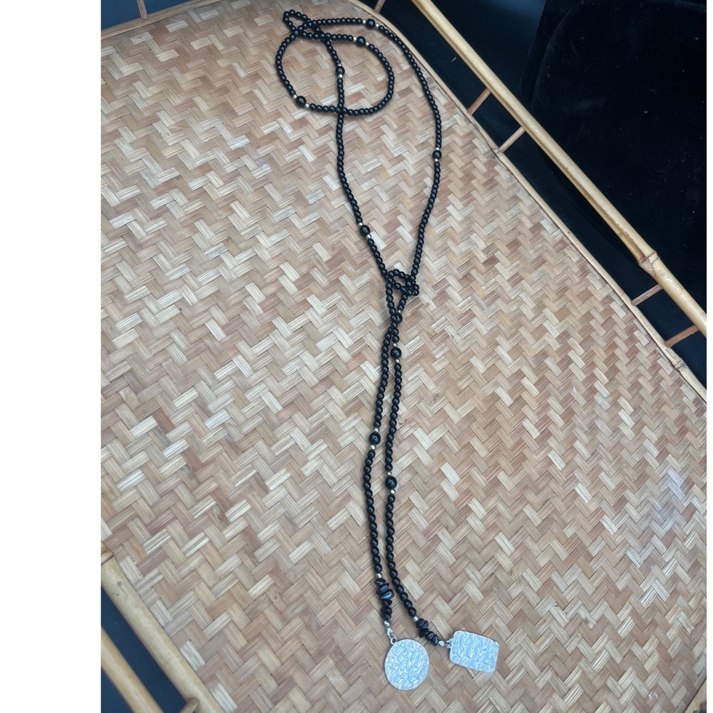 Silpada Black Onyx sterling silver Lariat Hammered silver - Picture 6 of 9